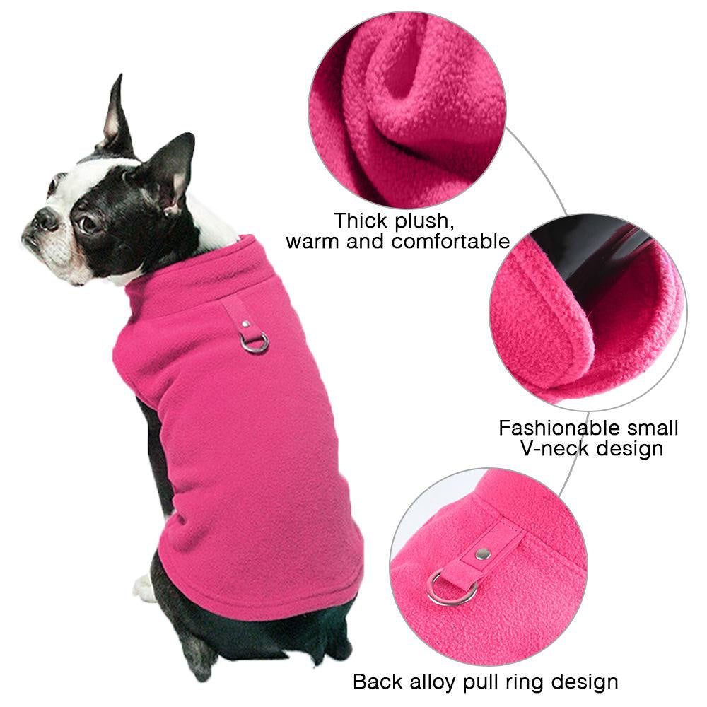 Warm Fleece Vest for Pets with Leash Ring