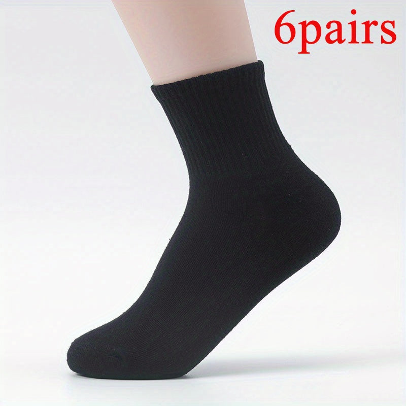 6 Pairs Cotton Mid-Calf Socks for Men and Women