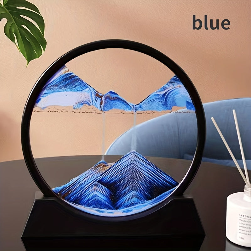 Moving Sand Art Round Rectangle Glass 3D Deep Sea Landscape