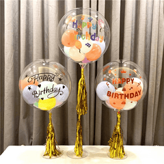4pcs Birthday Pompom Stickers - Sparkle up Your Celebrations