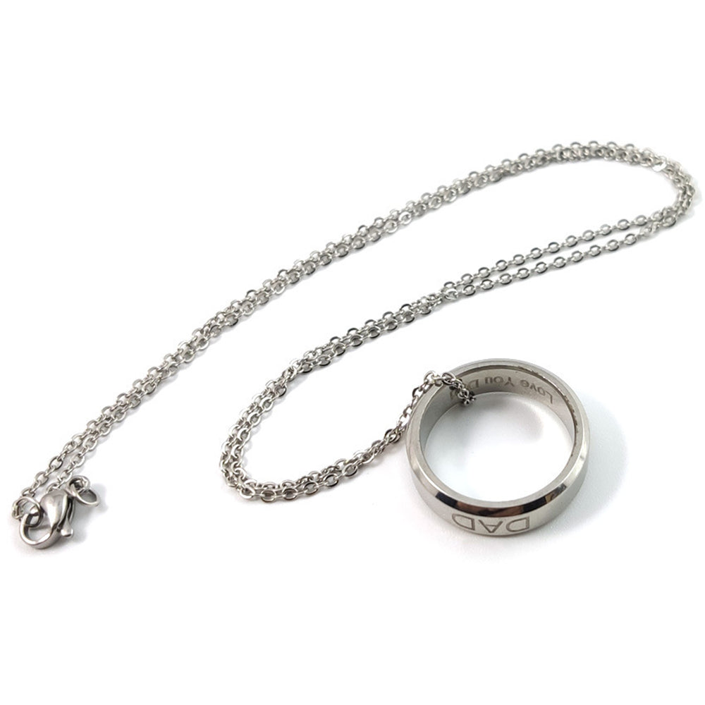 Love You Dad Mom Steel Necklace Men Women Dad Birthday Jewelry Mom Gift