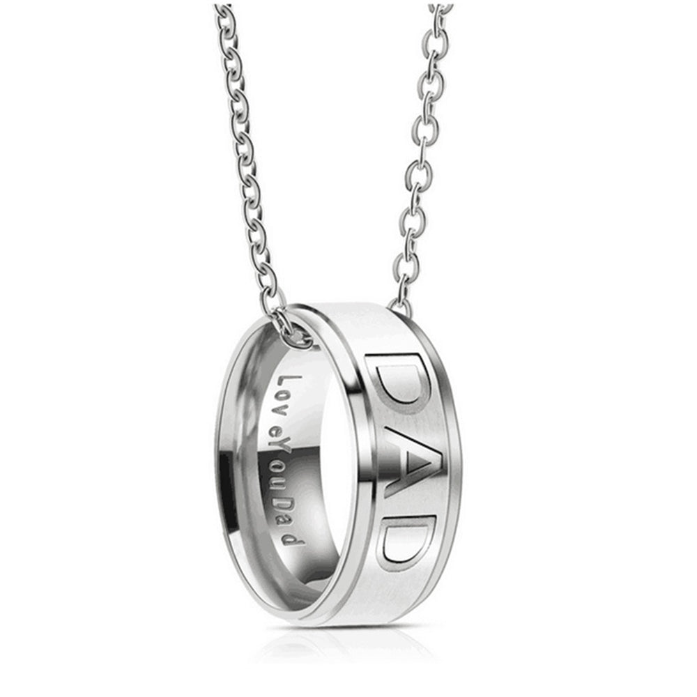 Love You Dad Mom Steel Necklace Men Women Dad Birthday Jewelry Mom Gift