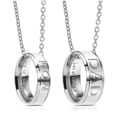 Love You Dad Mom Steel Necklace Men Women Dad Birthday Jewelry Mom Gift