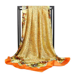 Silk Square Printed Scarf Turban Satin Shawl Ladies Accessories
