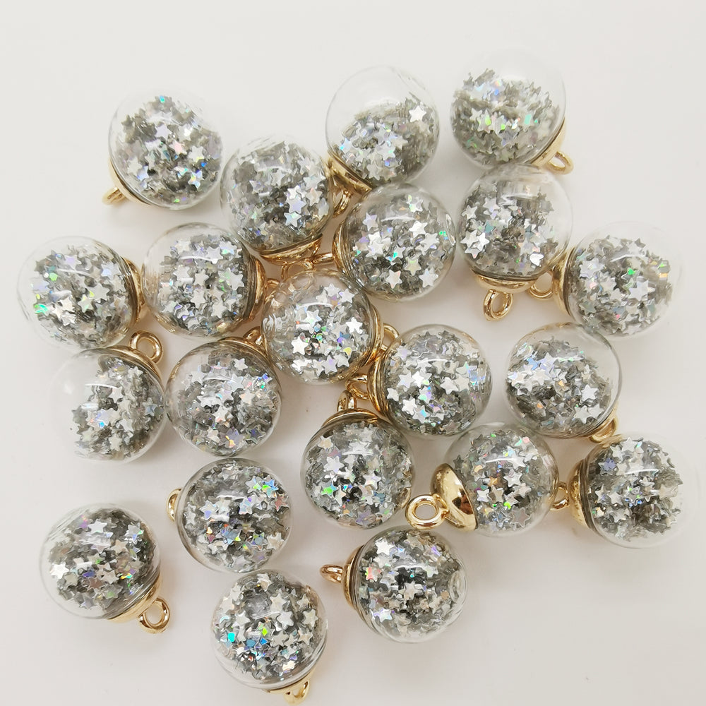 10pcs Mini Glass Jar With Star Charm Jewelry Making Beads