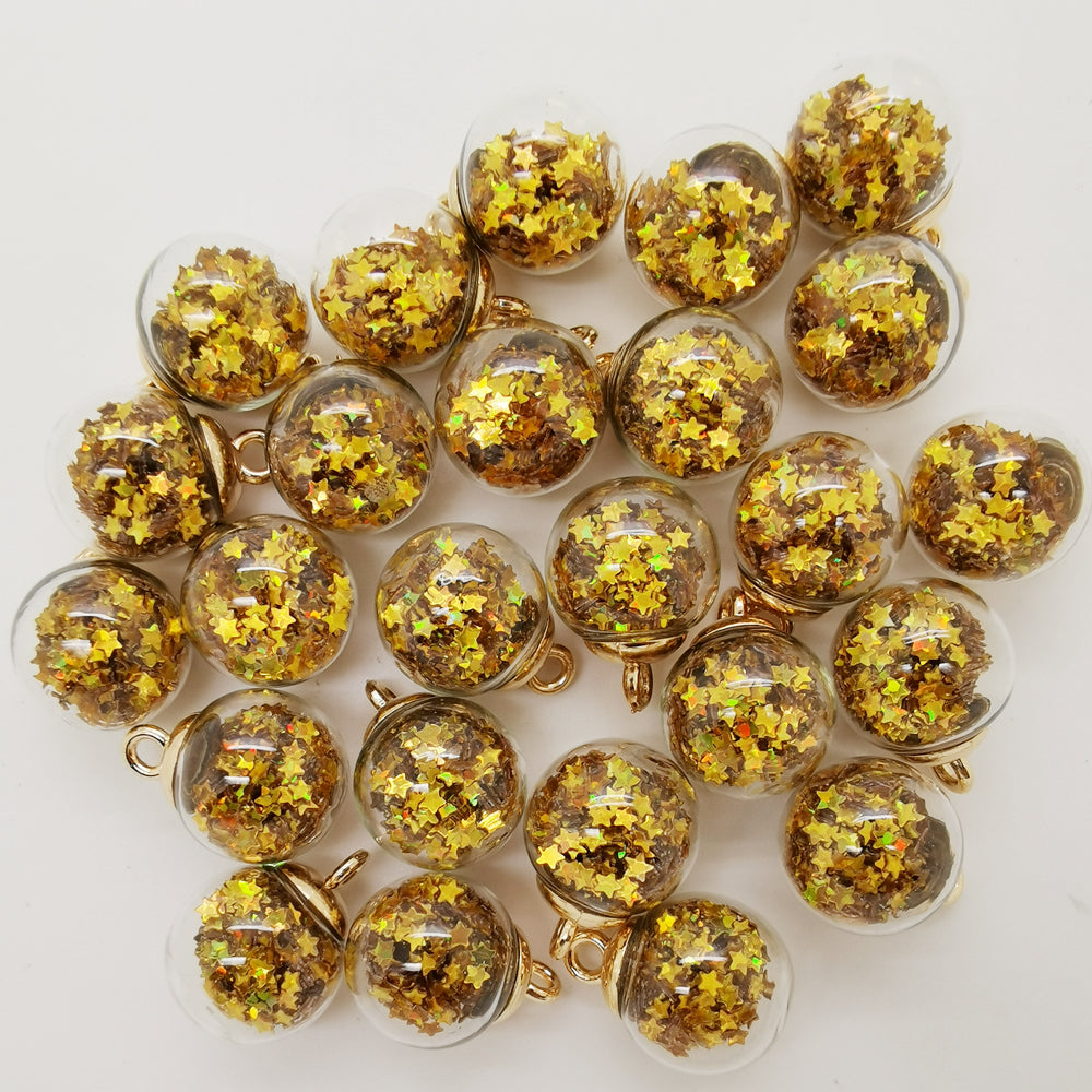 10pcs Mini Glass Jar With Star Charm Jewelry Making Beads