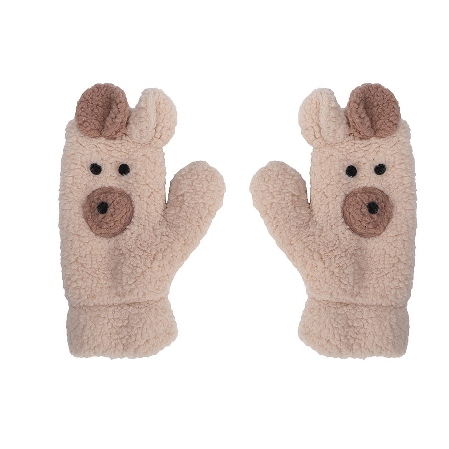 Women Gloves Plush Cartoon Bear Mittens Lady Thicken Velvet Girls Winter Gloves