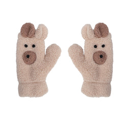 Women Gloves Plush Cartoon Bear Mittens Lady Thicken Velvet Girls Winter Gloves