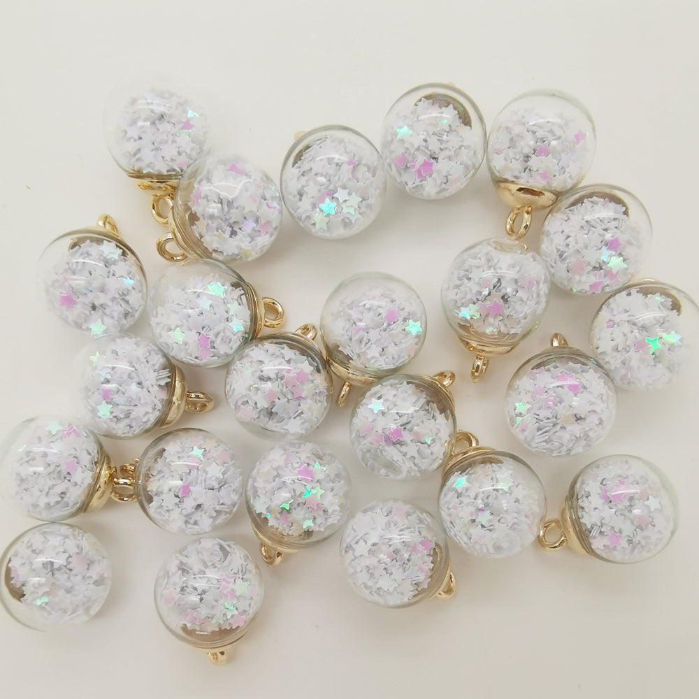 10pcs Mini Glass Jar With Star Charm Jewelry Making Beads
