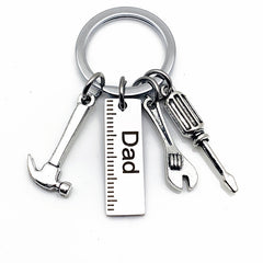 Stainless Steel Dad Hammer Screwdriver Keychain