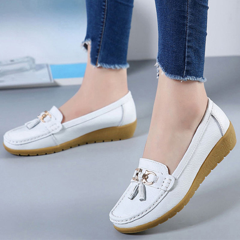 Women's Low Wedge Loafers Metal Decor Non Slip Shoes