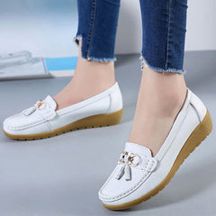Women's Low Wedge Loafers Metal Decor Non Slip Shoes