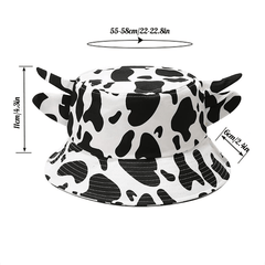 Cow Bucket Hat With Horn Ears Unisex Fisherman's Hat