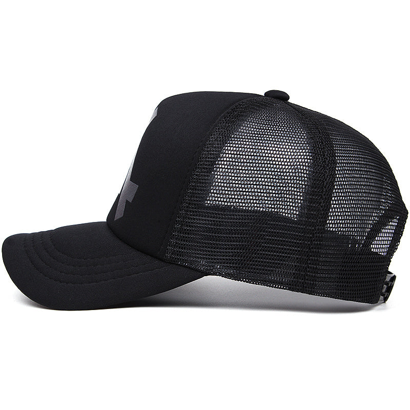 Letter Embroidered Trucker Hat Unisex Snapback Mesh Baseball Cap