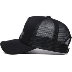 Letter Embroidered Trucker Hat Unisex Snapback Mesh Baseball Cap