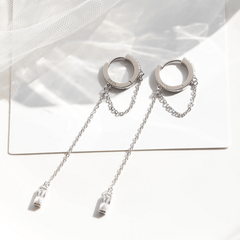 925 Silver Plated Tassel Hoop Dangle Earrings for Women