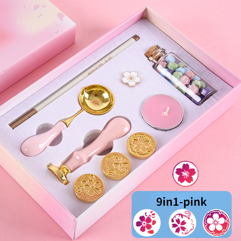 Wax Seal Stamp Kit 9in1 Sealing Envelopes Wax Stamp Set With Spoon Candles