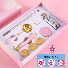 Wax Seal Stamp Kit 9in1 Sealing Envelopes Wax Stamp Set With Spoon Candles