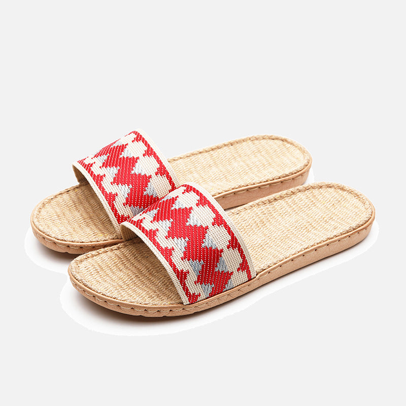 Women's Linen Fabric Slippers Indoor Lightweight Non Slip Slippers