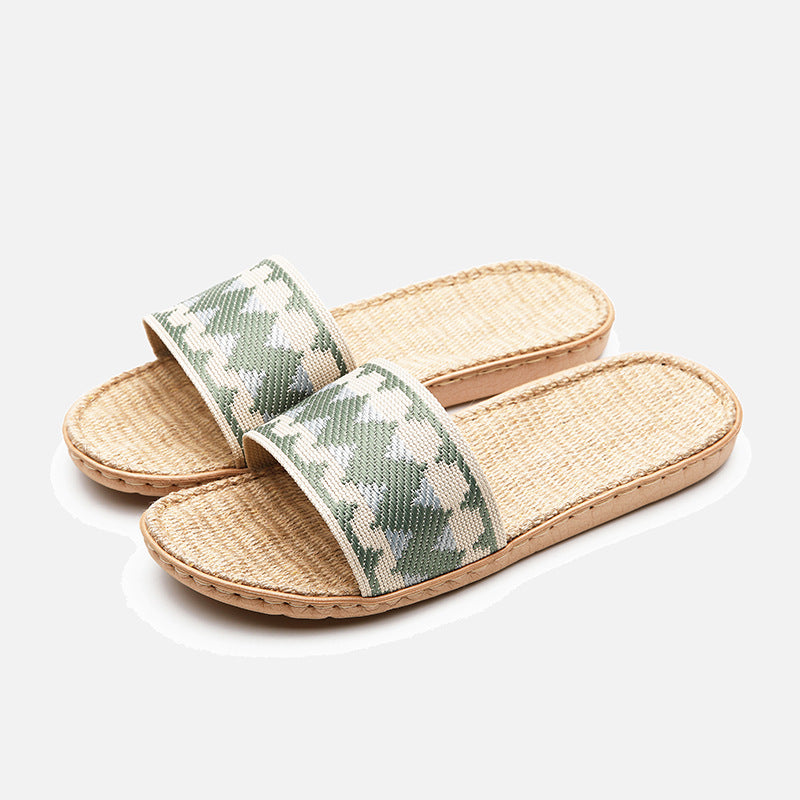 Women's Linen Fabric Slippers Indoor Lightweight Non Slip Slippers