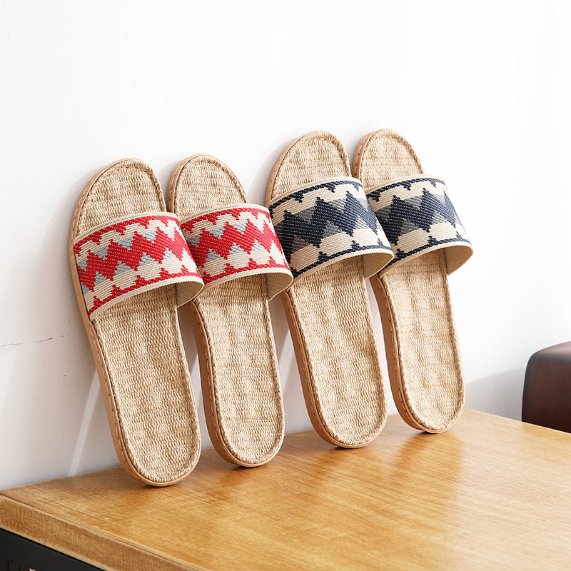 Women's Linen Fabric Slippers Indoor Lightweight Non Slip Slippers