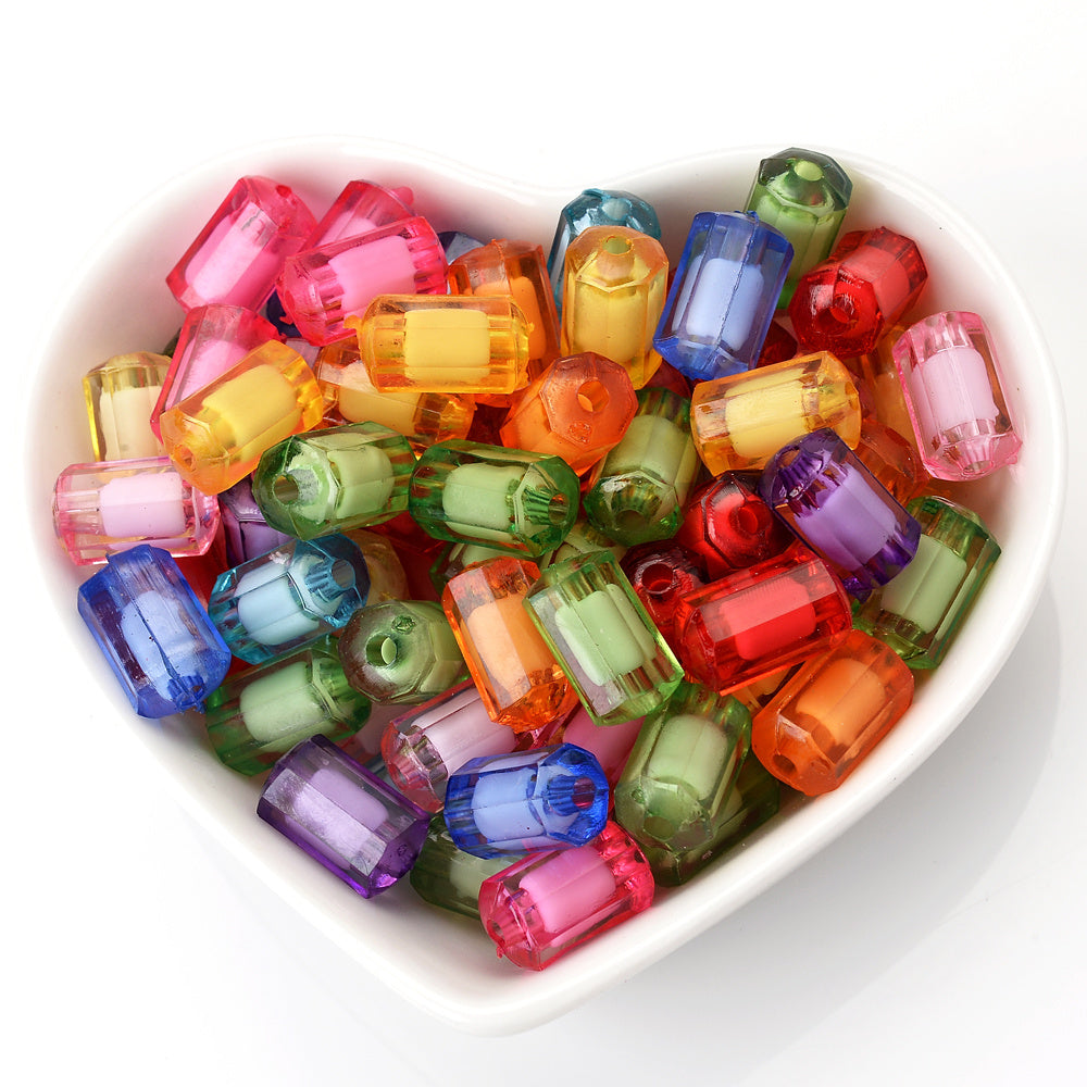 50pcs Transparent Geometric Spacer Beads for DIY Bracelet Necklace