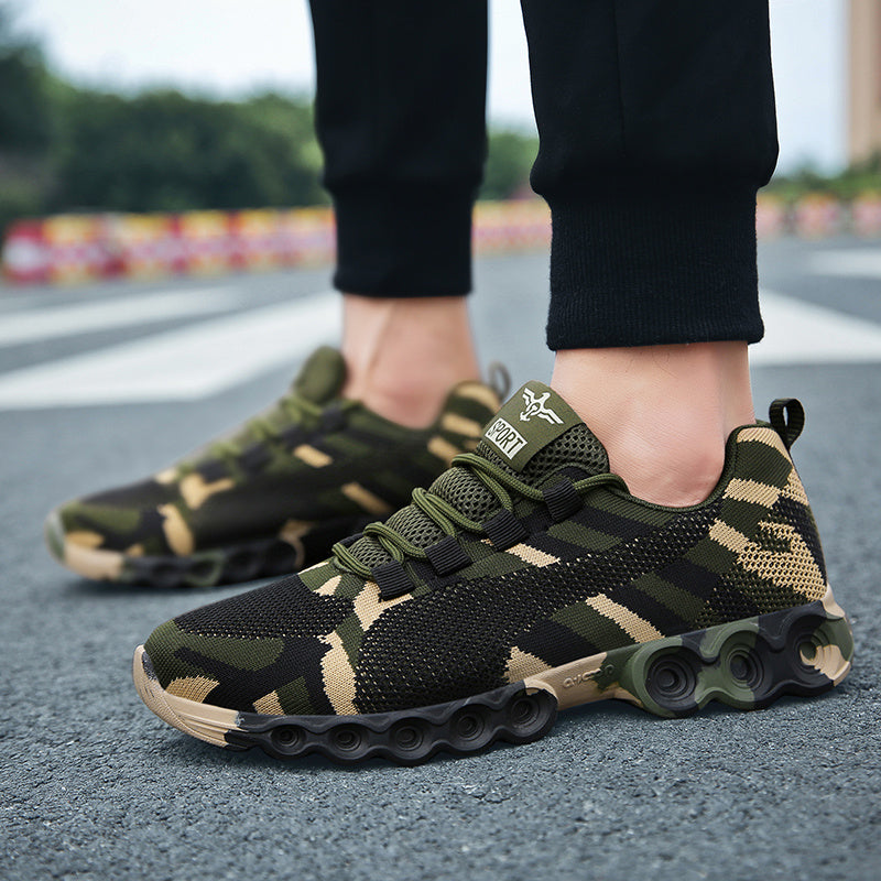 Women's Camo Running Shoes Breathable Knit Lace Up Sneakers