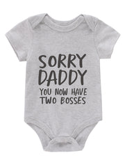 Newborn Infant Romper Letter Print Short Sleeve Bodysuit For Baby Girls