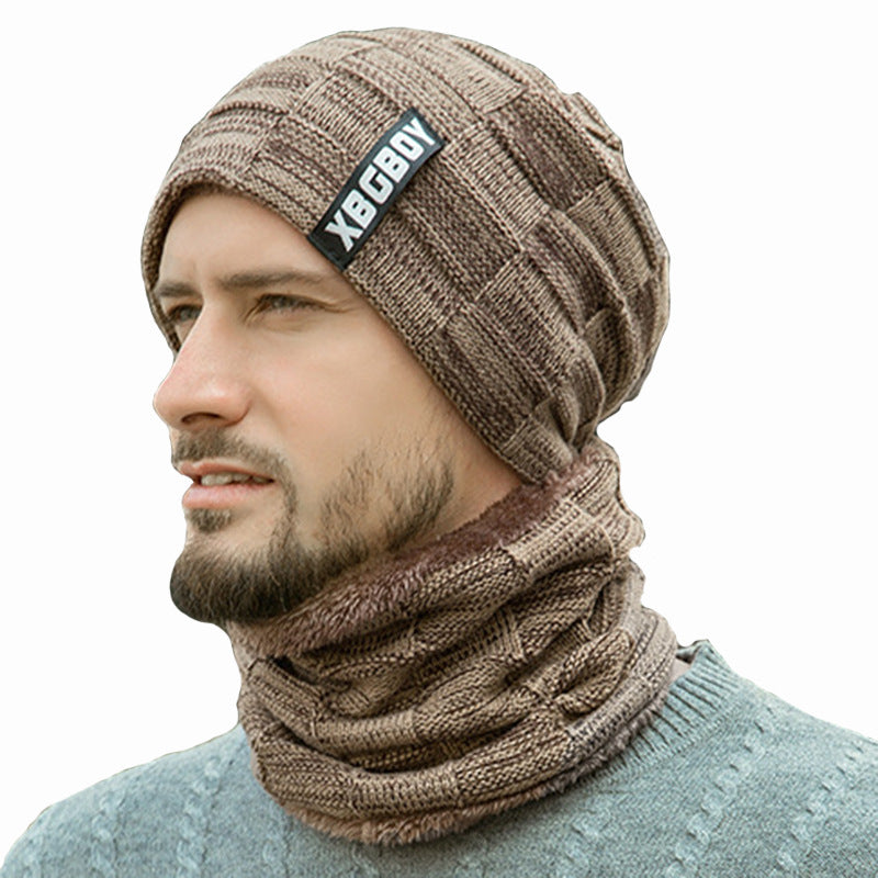 Winter Hat Pullover Hat Bib Suit Plush Wool Hat Men's Knitting Hat