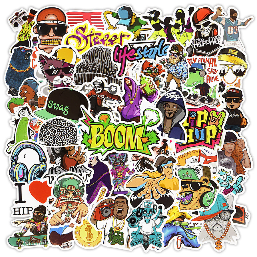 50Pcs Hip Hop Rock Doodle Stickers for Laptop Skateboard Car Decal
