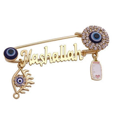 Vintage Muslim Demon Eye Brooch Pin Men's Islamic Amulet Artificial Jewelry
