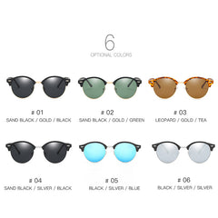 Vintage Round Polarized Sunscreen Glasses Metal Browline Frame