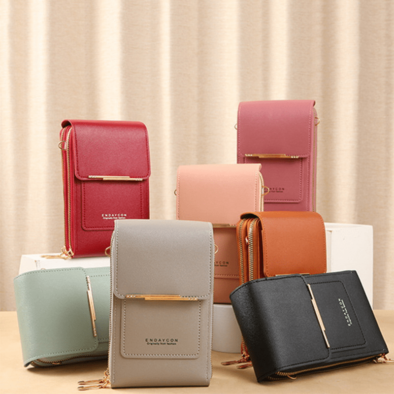 Women's Crossbody Bag Double Layer Shoulder Bags Touch Screen Phone Bags