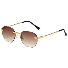 Men's Metal Rimless Sunglasses Gradient Metal Multicolor Sunglasses