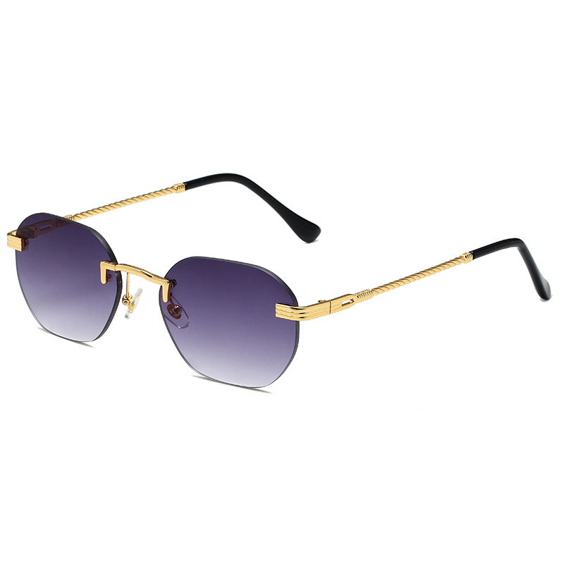 Men's Metal Rimless Sunglasses Gradient Metal Multicolor Sunglasses