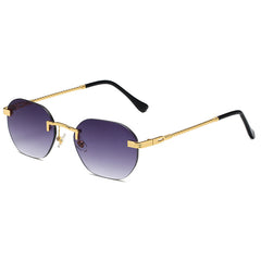 Men's Metal Rimless Sunglasses Gradient Metal Multicolor Sunglasses