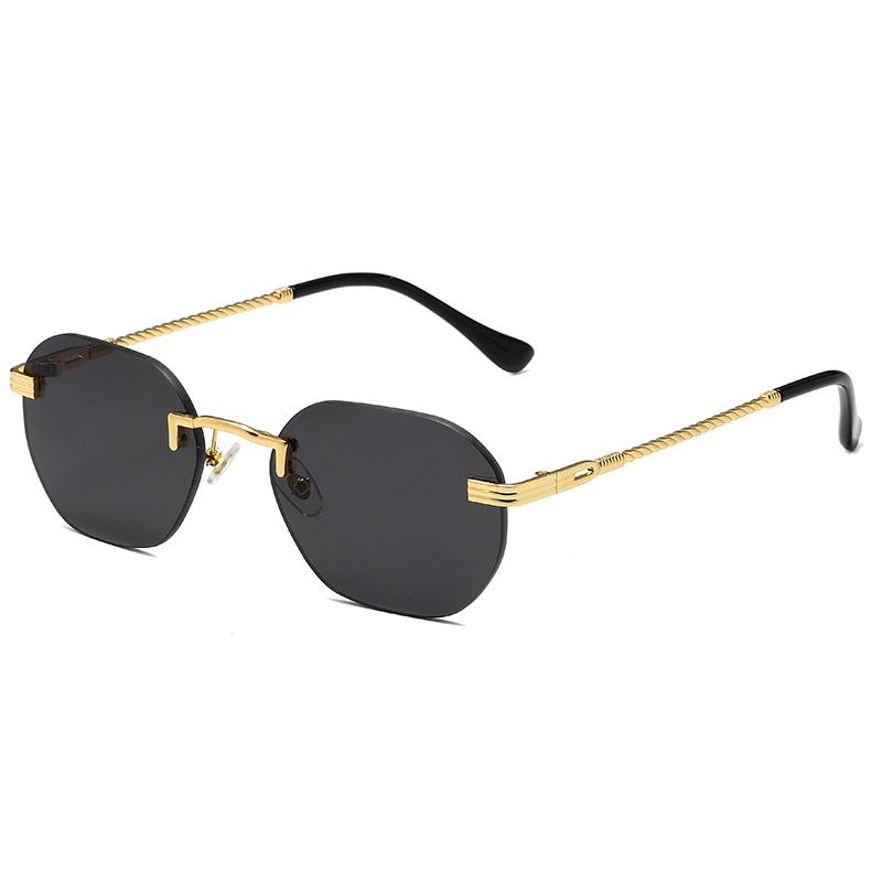 Men's Metal Rimless Sunglasses Gradient Metal Multicolor Sunglasses
