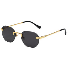 Men's Metal Rimless Sunglasses Gradient Metal Multicolor Sunglasses
