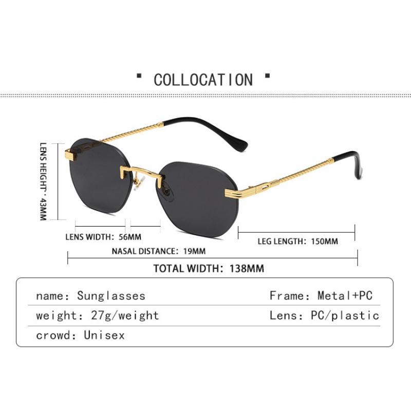 Men's Metal Rimless Sunglasses Gradient Metal Multicolor Sunglasses