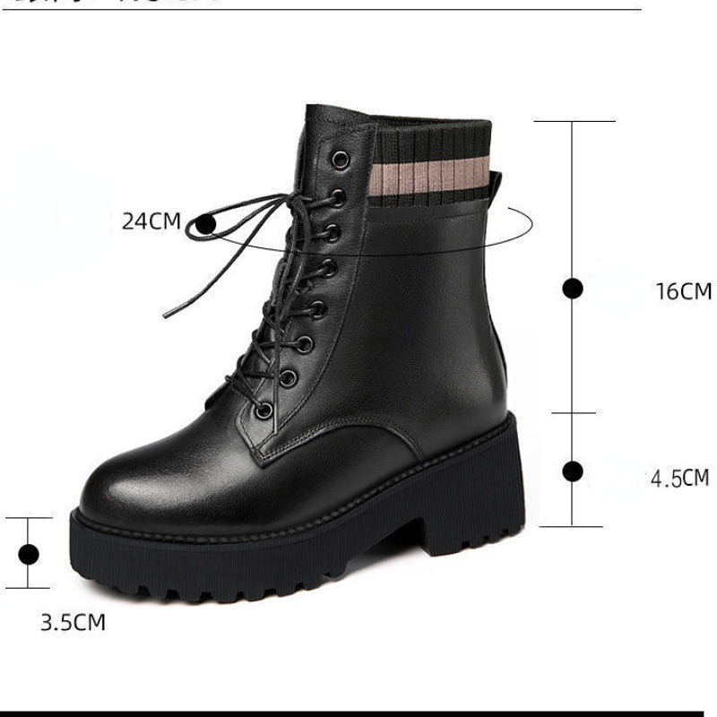 Women's Platform Combat Boots Lace Up Ankle Boots