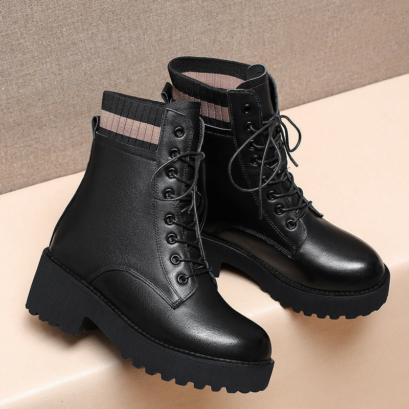 Women's Platform Combat Boots Lace Up Ankle Boots