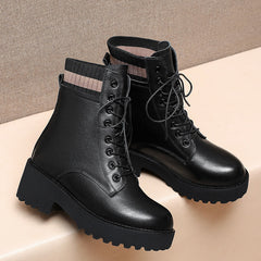 Women's Platform Combat Boots Lace Up Ankle Boots