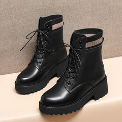 Women's Platform Combat Boots Lace Up Ankle Boots