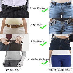 Men's No Buckle Elastic Waist Belt Casual Adjustable Elastic Buckle Belt
