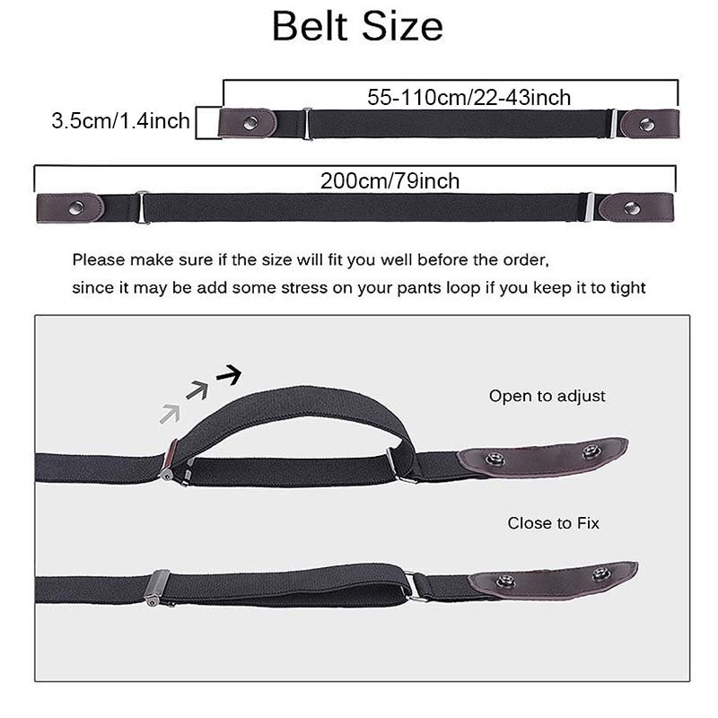 Men's No Buckle Elastic Waist Belt Casual Adjustable Elastic Buckle Belt