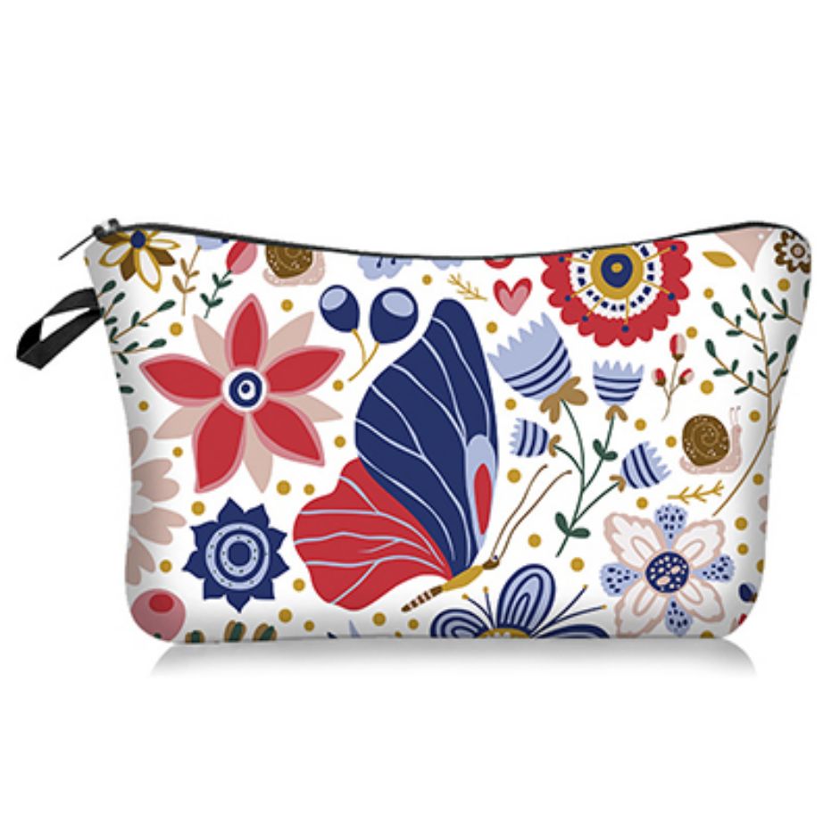 Floral Pattern Cosmetic Bag Zipper Organizer Toiletry Bag