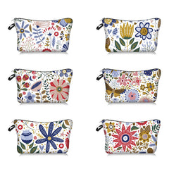 Floral Pattern Cosmetic Bag Zipper Organizer Toiletry Bag