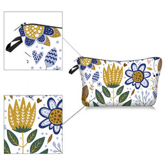 Floral Pattern Cosmetic Bag Zipper Organizer Toiletry Bag
