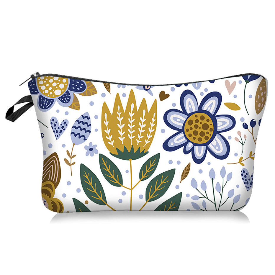 Floral Pattern Cosmetic Bag Zipper Organizer Toiletry Bag