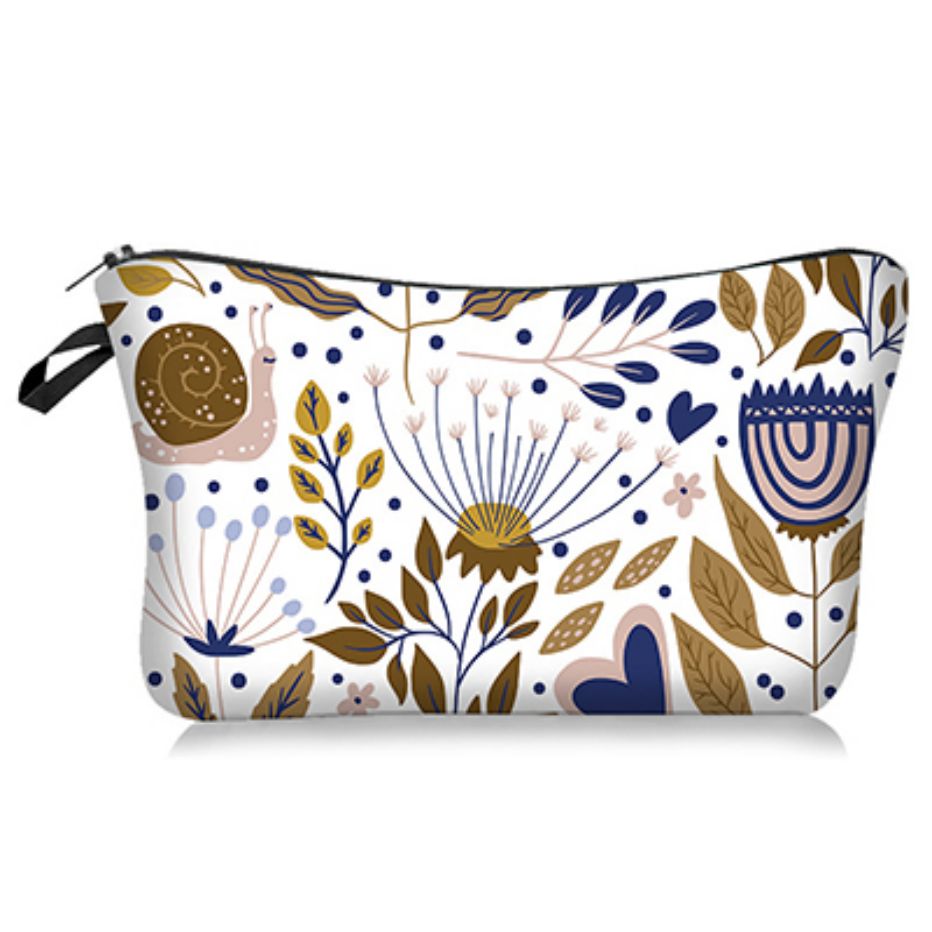 Floral Pattern Cosmetic Bag Zipper Organizer Toiletry Bag